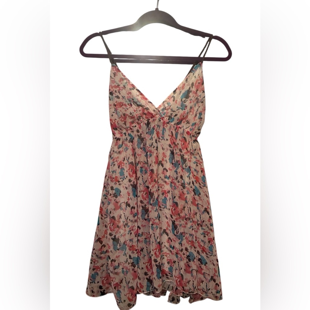 Ocean Drive Floral Spaghetti-Strap Sundress in White with Pink and Blue Accents